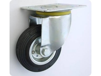 Gumové koleso 125/21 mm, čierna/oceľ, otočná vidlica s doskou