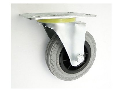 Gumové koleso 100/20 mm, šedá/plast, otočná vidlica s doskou