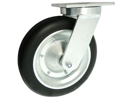 Gumové koleso 300/70 mm, čierna/oceľ, otočná vidlica s doskou