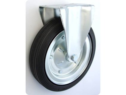 Gumové koleso 300/70 mm, čierna/oceľ, pevná vidlica s doskou