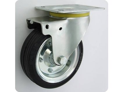 Gumové koleso 160/44 mm, čierna/oceľ,  otočná vidlica s doskou