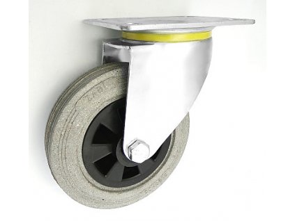 Gumové koleso 160/31 mm, šedá/plast, otočná vidlica s doskou