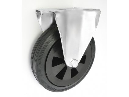 Gumové koleso 200/36 mm, čierna/plast, pevná vidlica s doskou