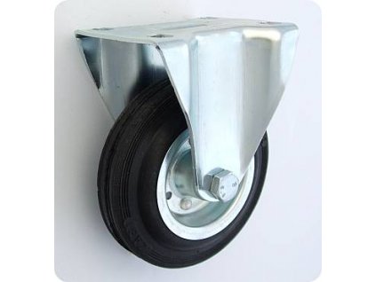 Gumové koleso 125/21 mm, čierna/oceľ, pevná vidlica s doskou