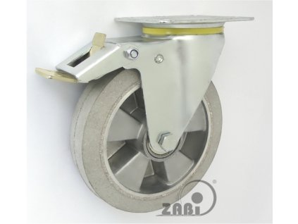 Gumové koleso 250/40 mm, šedá/hliník, otočná vidlica s doskou+brzda