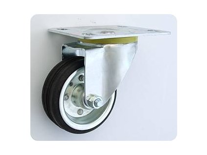Gumové koleso 80/26 mm, čierna/oceľ, otočná vidlica s doskou