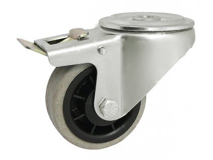 Gumové koleso 80/26 mm, šedá/plast, otočná vidlica s otvorom+brzda