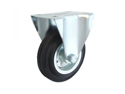 Gumové koleso 125/21 mm, čierna/oceľ,  pevná vidlica s doskou