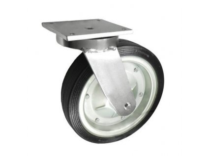 Gumové koleso 350/80 mm, čierna/oceľ, otočná vidlica s doskou