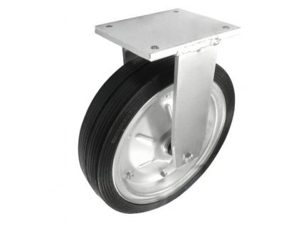 Gumové koleso 350/75 mm, čierna/oceľ, pevná vidlica s doskou