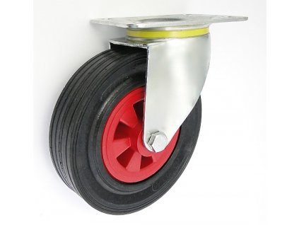 Gumové koleso 180/44 mm, čierna/plast, otočná vidlica s doskou