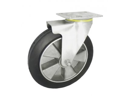 Gumové koleso 250/40 mm, čierna/hliník, otočná vidlica s doskou