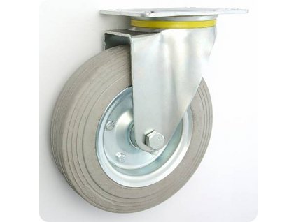 Gumové koleso 200/40 mm, šedá/oceľ, otočná vidlica s doskou