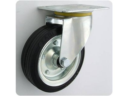 Gumové koleso 160/44 mm, čierna/oceľ, otočná vidlica s doskou