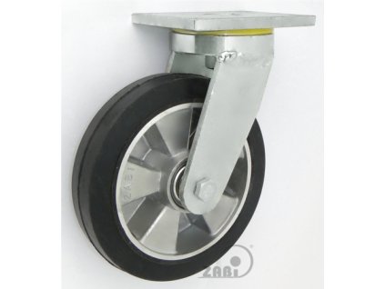 Gumové koleso 250/40 mm, čierna/hliník, otočná vidlica s doskou