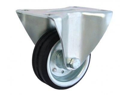 Gumové koleso 80/26 mm, čierna/oceľ, pevná vidlica s doskou