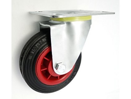 Gumové koleso 100/20 mm, čierna/plast, otočná vidlica s doskou