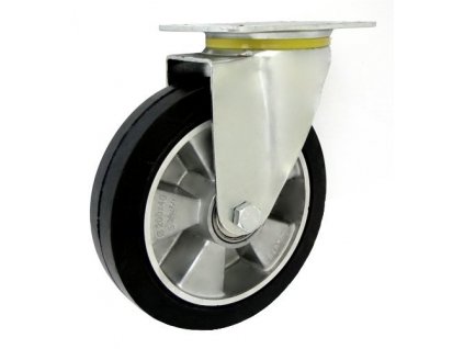 Gumové koleso 180/40 mm, čierna/hliník, otočná vidlica s doskou