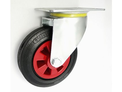 Gumové koleso 160/31 mm, čierna/plast, otočná vidlica s doskou