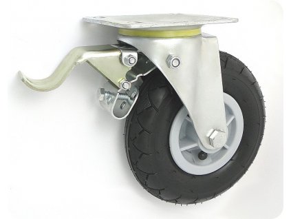 Pneumatické koleso čierne 200/50 mm, otočná vidlica s doskou+brzda