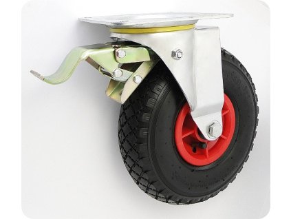 Pneumatické koleso čierne 260/80 mm, otočná vidlica s doskou+brzda