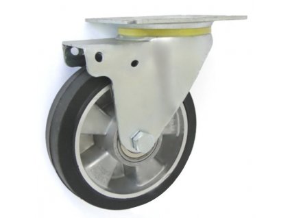 Gumové koleso 160/40 mm, čierna/hliník, otočná vidlica s doskou