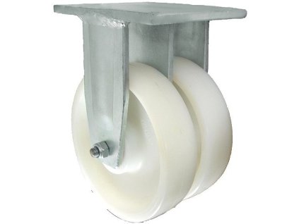 Plastové koleso zdvojené 125/2x46 mm, PA6, pevná vidlica s doskou