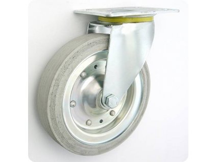 Gumové koleso 200/36 mm, šedá/oceľ, otočná vidlica s doskou