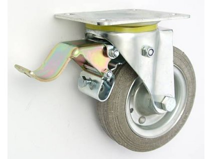 Gumové koleso 160/30 mm, šedá/oceľ, otočná vidlica s doskou+brzda