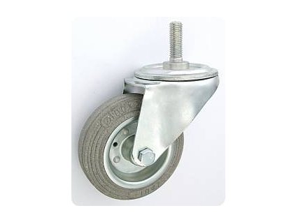 Gumové koleso 100/19 mm, šedá/oceľ, otočná vidlica s čapom