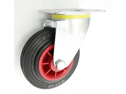 Gumové koleso 125/22 mm, čierna/plast, otočná vidlica s doskou