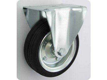 Gumové koleso 160/44 mm, čierna/oceľ, pevná vidlica s doskou
