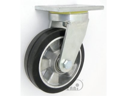 Gumové koleso 160/40 mm, čierna/hliník, otočná vidlica s doskou