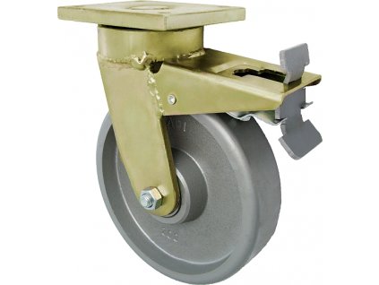 Liatinové koleso 160/51 mm, otočná vidlica s doskou+brzda