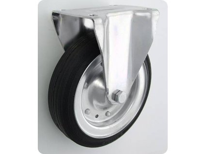 Gumové koleso 200/36 mm, čierna/oceľ, pevná vidlica s doskou
