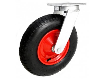 Pneumatické koleso čierne 400/100 mm, otočná vidlica s doskou (4PR)