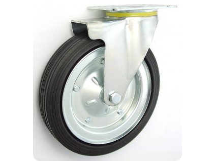 Gumové koleso 250/47 mm, čierna/oceľ, otočná vidlica s doskou
