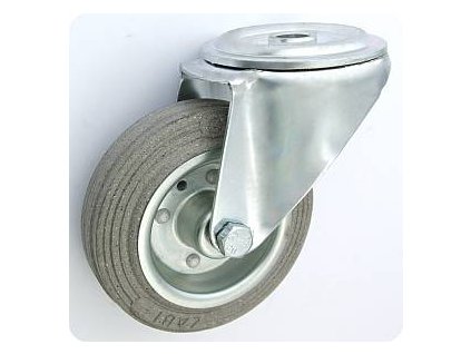 Gumové koleso 100/19 mm, šedá/oceľ, otočná vidlica s otvorom