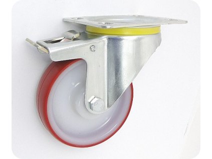 Plastové koleso 100/30 mm, PA6/PU, otočná vidlica s doskou+brzda