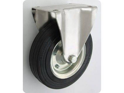 Gumové koleso 200/40 mm, čierna/oceľ, pevná vidlica s doskou