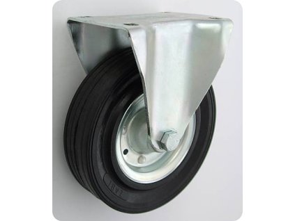 Gumové koleso 180/44 mm, čierna/oceľ, pevná vidlica s doskou