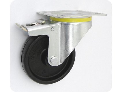 Žiaruvzdorné koleso 100/36 mm, PA66, otočná vidlica s doskou+brzda