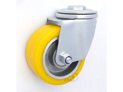 Polyuretánové koleso 100/46 mm, hliník, otočná vidlica s otvorom