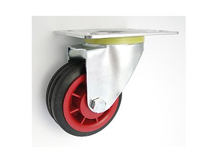 Gumové koleso 80/26 mm, čierna/plast, otočná vidlica s doskou