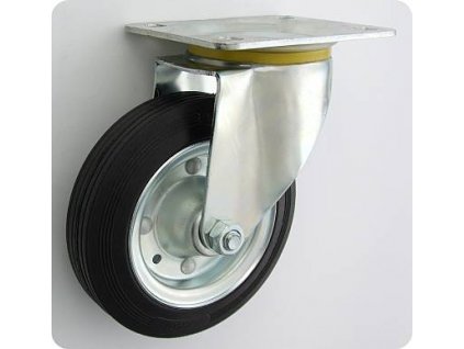 Gumové koleso 160/30 mm, čierna/oceľ, otočná vidlica s doskou