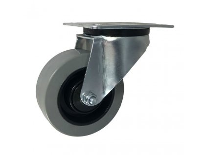 Gumové koleso 100/36 mm, šedá/plast, otočná vidlica s doskou