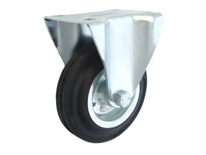 Gumové koleso 200/56 mm, čierna/oceľ, pevná vidlica s doskou