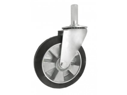 Gumové koleso 200/40 mm, čierna/hliník, otočná vidlica s čapom