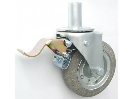 Gumové koleso 160/30 mm, šedá/oceľ, otočná vidlica s čapom+brzda