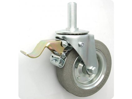 Gumové koleso 200/40 mm, šedá/oceľ, otočná vidlica s čapom+brzda
